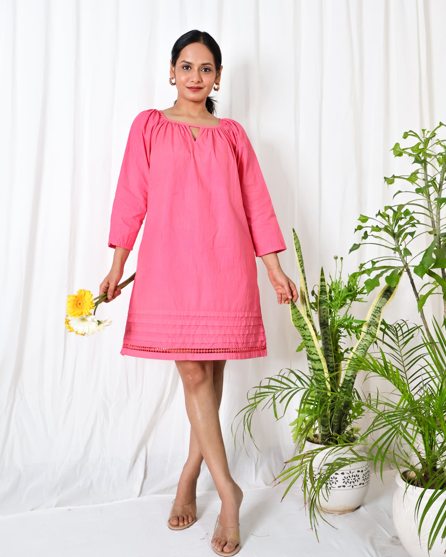 Bubblegum cotton poplin dress