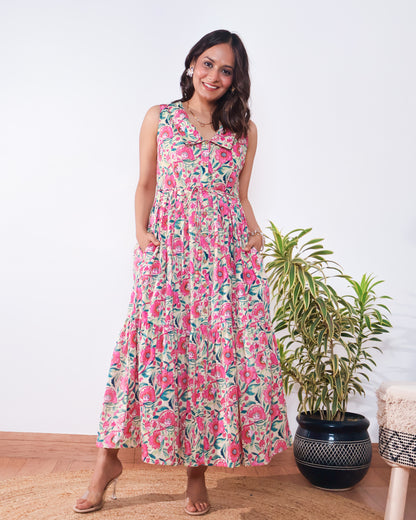 Rosemary Cotton Flared Maxi Dress