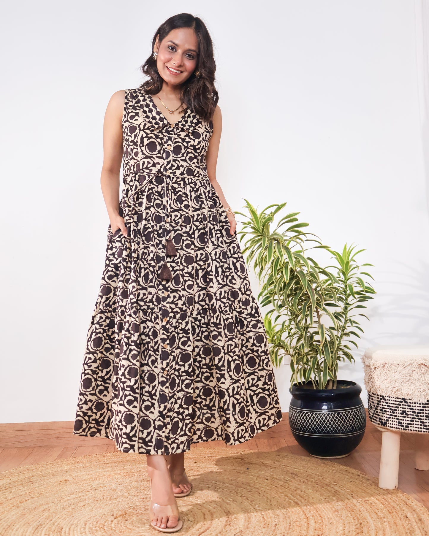 Natalie Bohemian Cotton Flared Maxi Dress