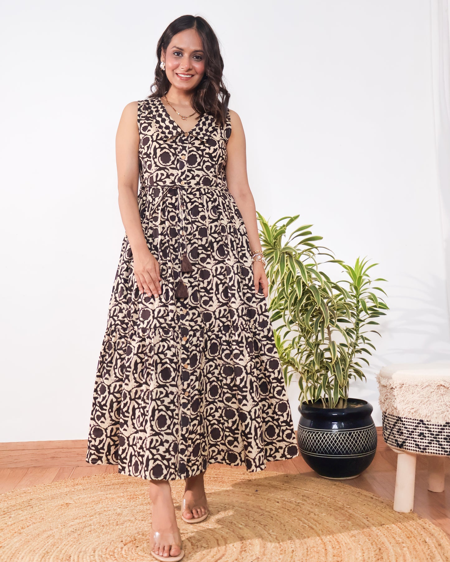 Natalie Bohemian Cotton Flared Maxi Dress