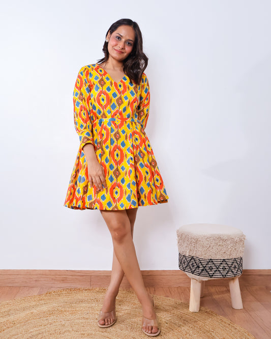 Daisy Sunset Circular-cut Cotton Dress