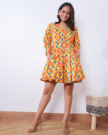 Daisy Sunset Circular-cut Cotton Dress