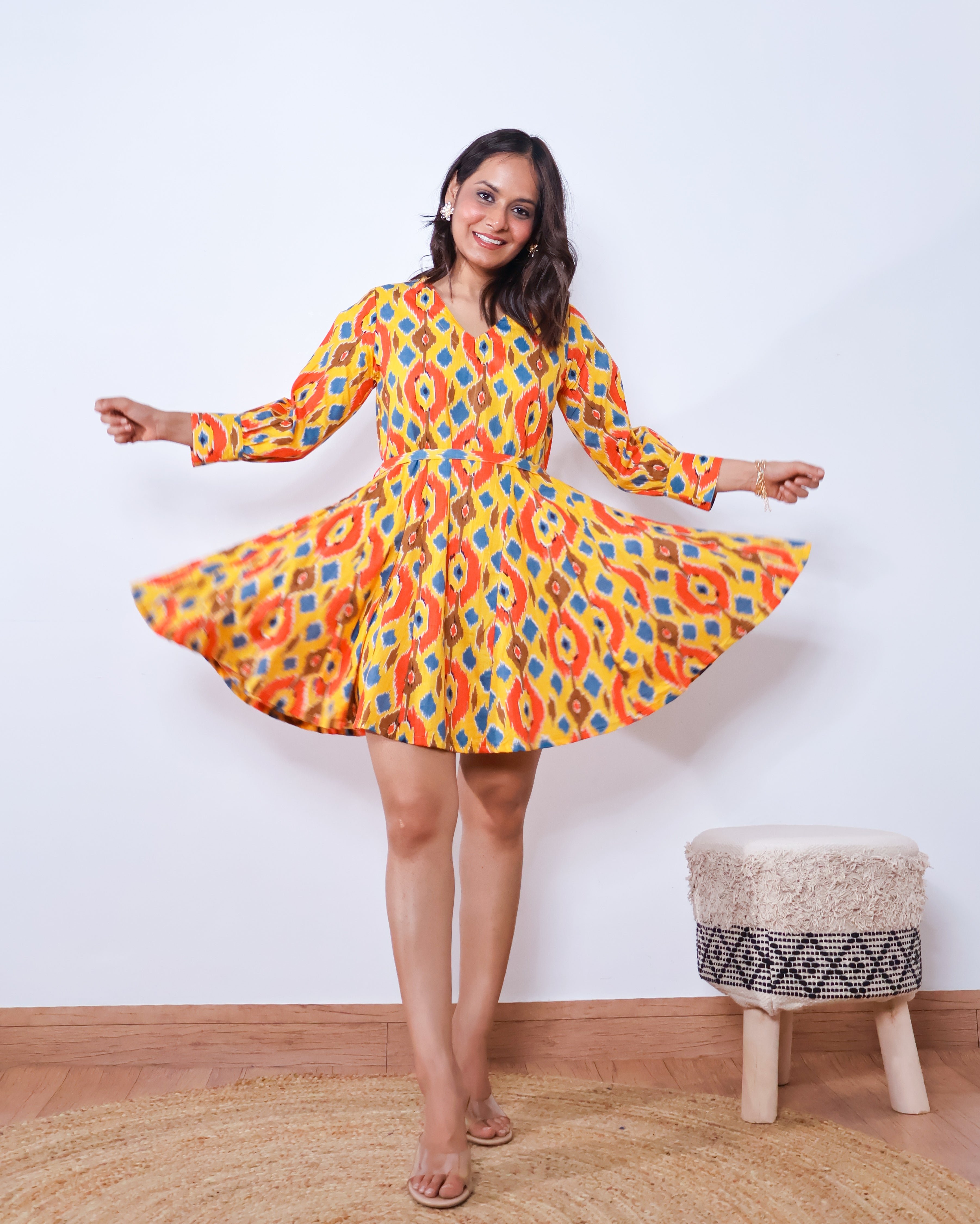 Daisy Sunset Circular cut Cotton Dress