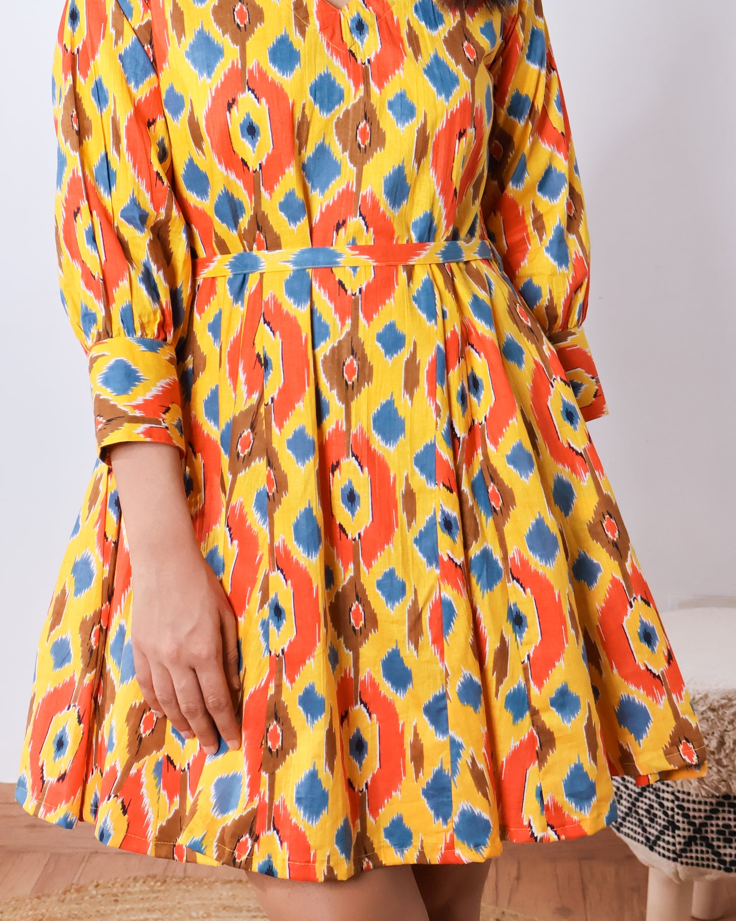 Daisy Sunset Circular-cut Cotton Dress