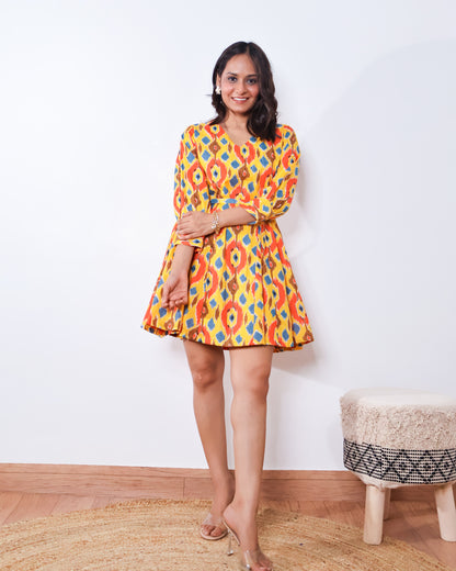 Daisy Sunset Circular-cut Cotton Dress