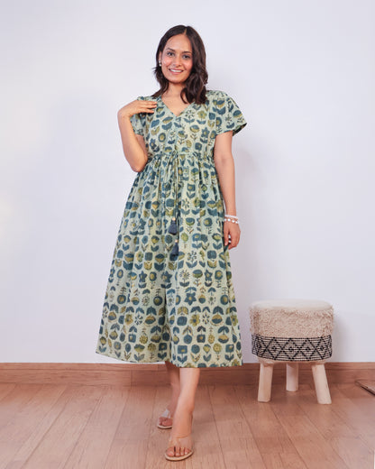 Molly Fit-and-Flare Ajrakh Cotton Dress