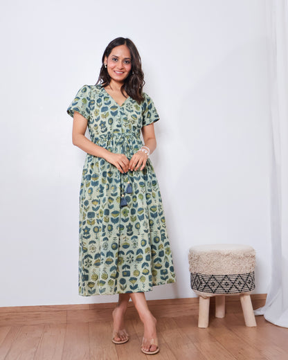 Molly Fit-and-Flare Ajrakh Cotton Dress