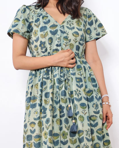 Molly Fit-and-Flare Ajrakh Cotton Dress