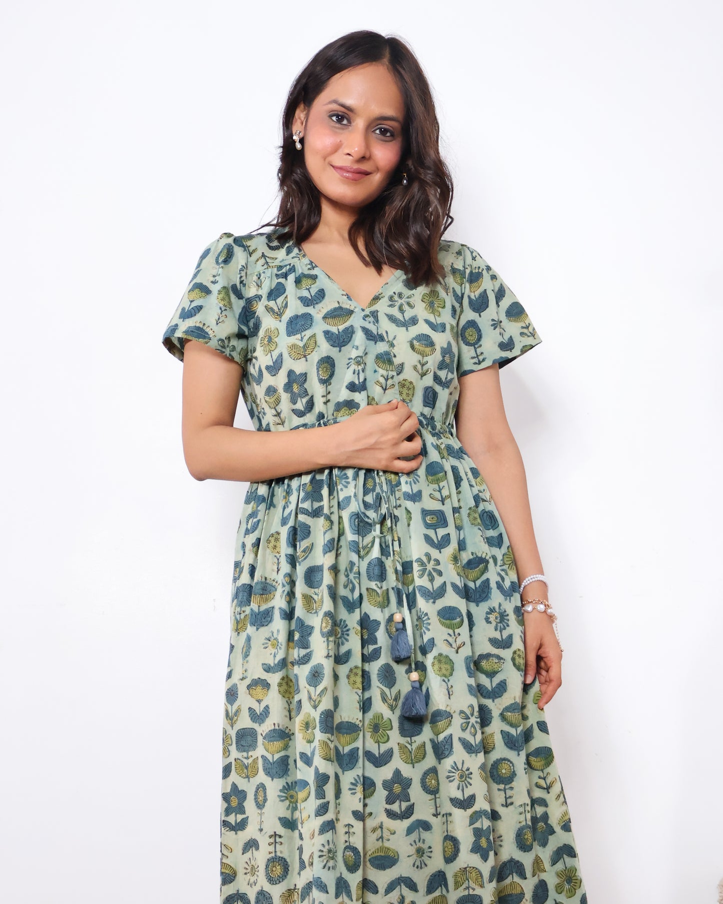 Molly Fit-and-Flare Ajrakh Cotton Dress