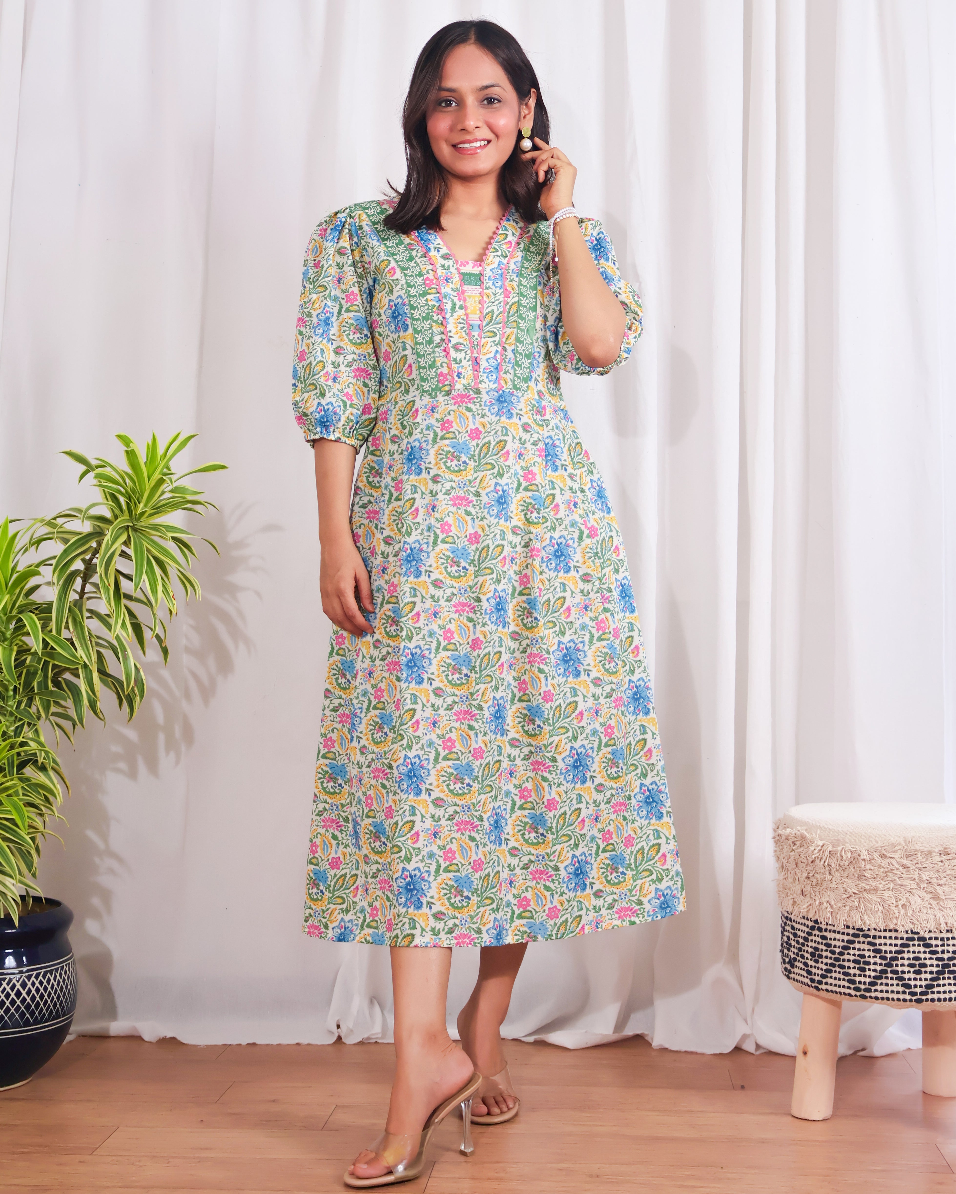 Tulip Garden Fit and Flare Dress sivakaindia