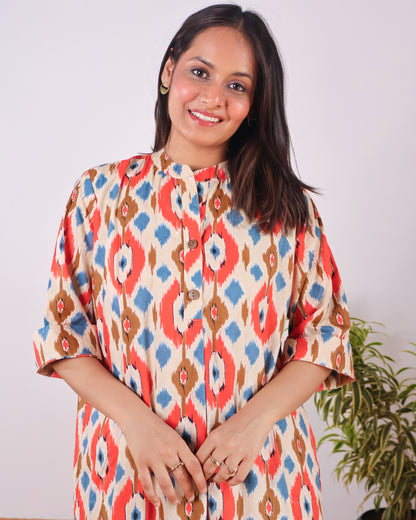 Joy Cotton Ikat Kurta Set