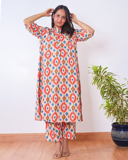 Joy Cotton Ikat Kurta Set