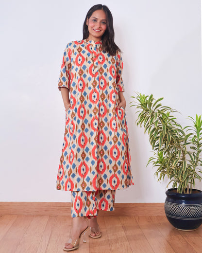 Joy Cotton Ikat Kurta Set