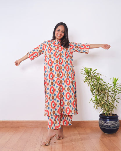 Joy Cotton Ikat Kurta Set