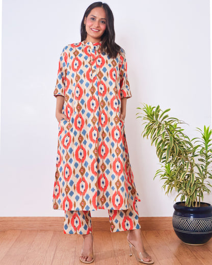 Joy Cotton Ikat Kurta Set