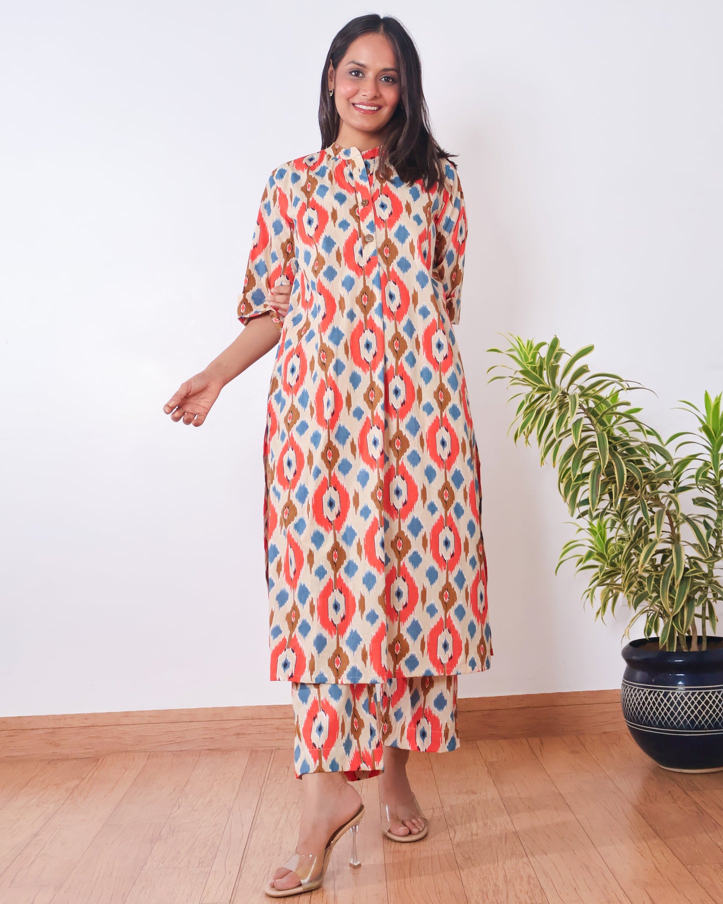 Joy Cotton Ikat Kurta Set