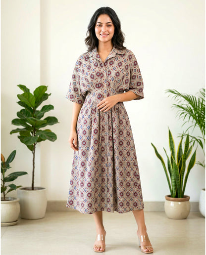 Sasha Pleated Pure Cotton Midi Dress