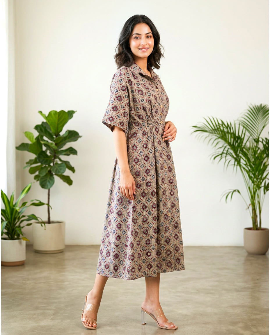 Sasha Pleated Pure Cotton Midi Dress