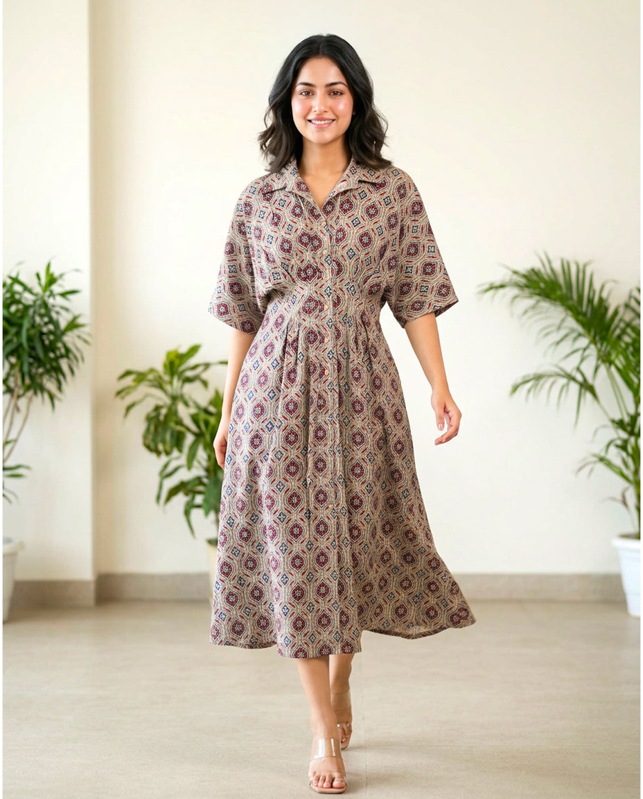 Sasha Pleated Pure Cotton Midi Dress
