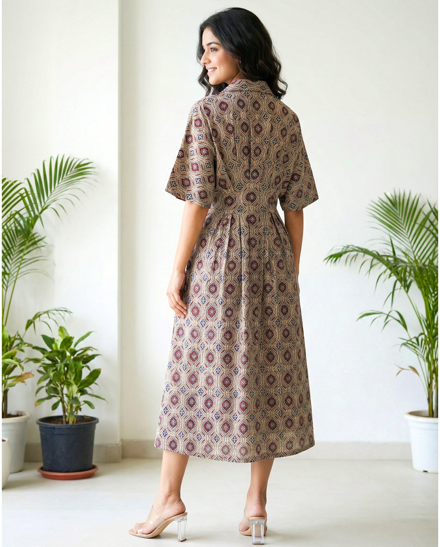 Sasha Pleated Pure Cotton Midi Dress