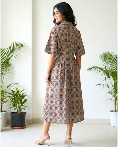 Sasha Pleated Pure Cotton Midi Dress