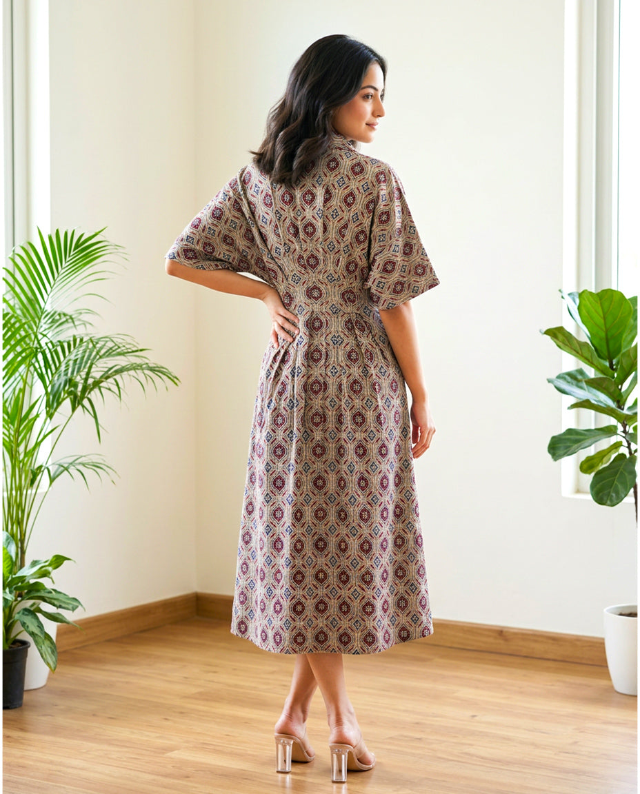 Sasha Pleated Pure Cotton Midi Dress