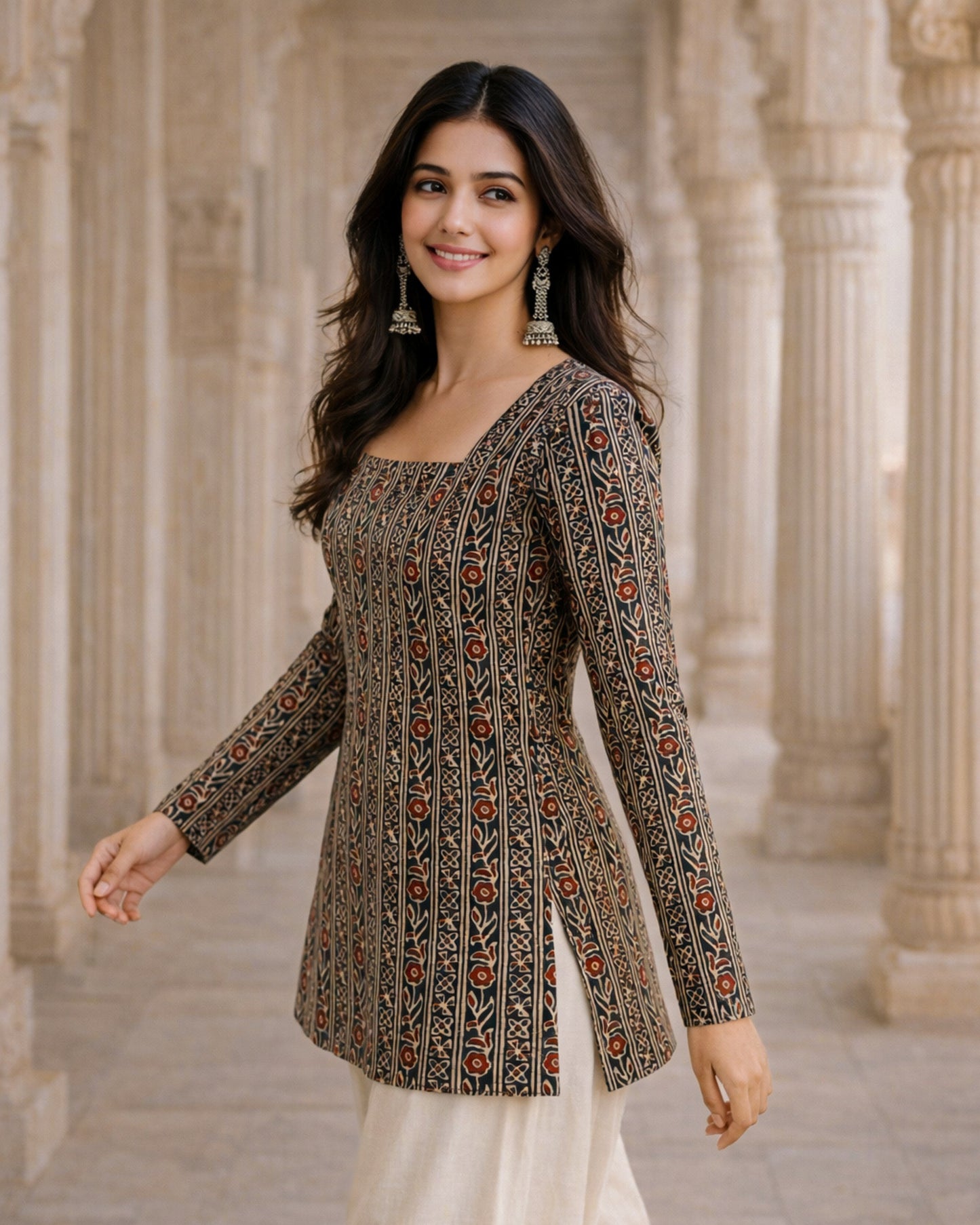 Kumkum Striped Corset Back Kurti