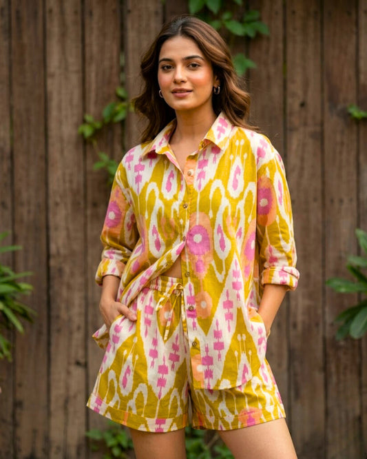 Bay Yellow Ikat Cotton Co-ord set