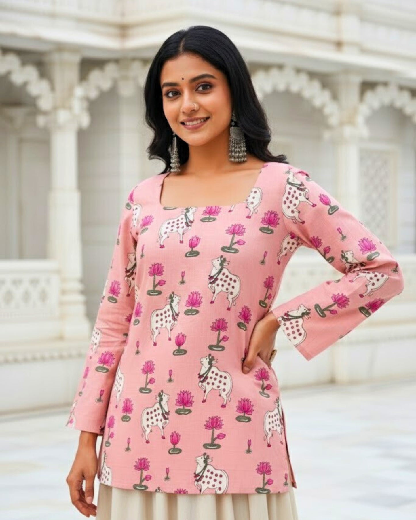 Aarohi Pink Sleeved short Kurti