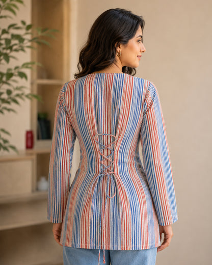 Faith HandBlock Print Corset Back Short Kurti