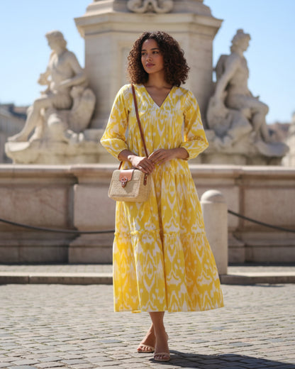 Lemonade Dream Ikat Maxi Dress