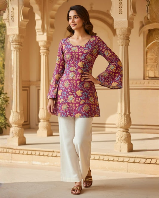 Nyra Floral Print Sleeved Kurti