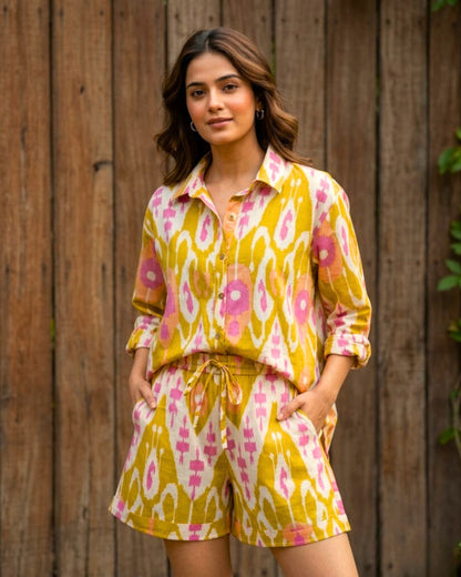 Bay Yellow Ikat Cotton Co-ord set