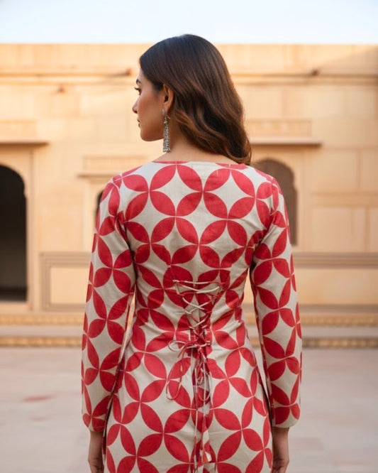 Blair Red Corset Short Kurti