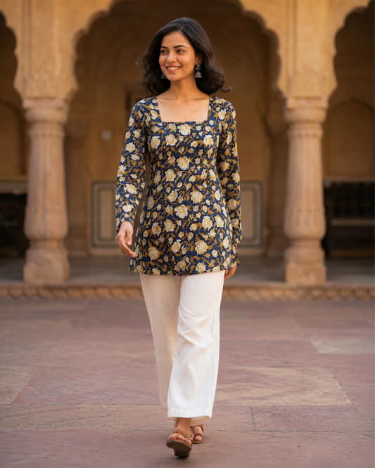 Zoya Dabu Print Corset Short Kurti