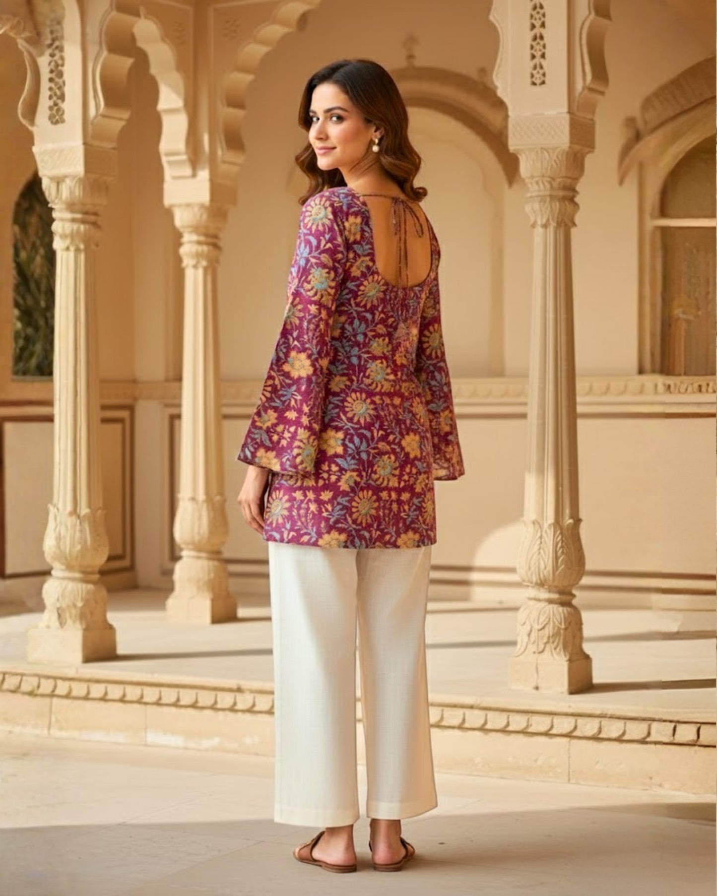 Nyra Floral Print Sleeved Kurti