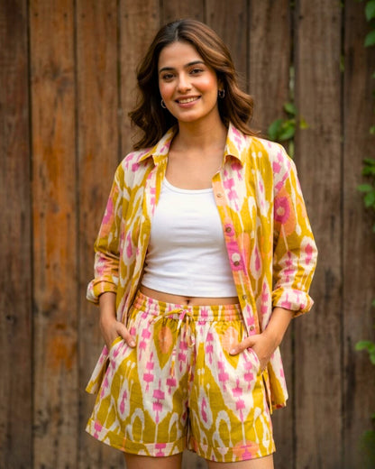 Bay Yellow Ikat Cotton Co-ord set