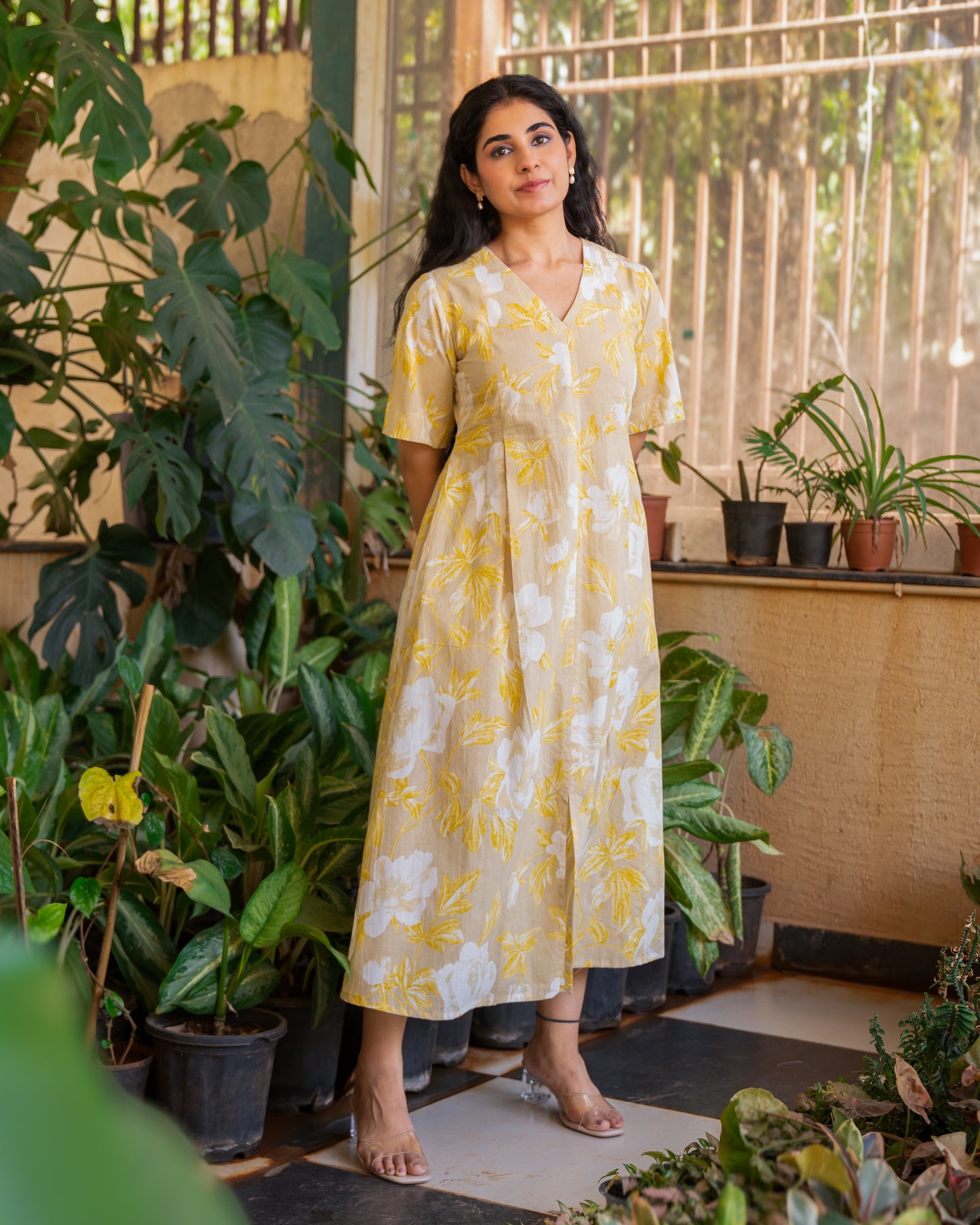 Madhubala A-line Midi Cotton Dress