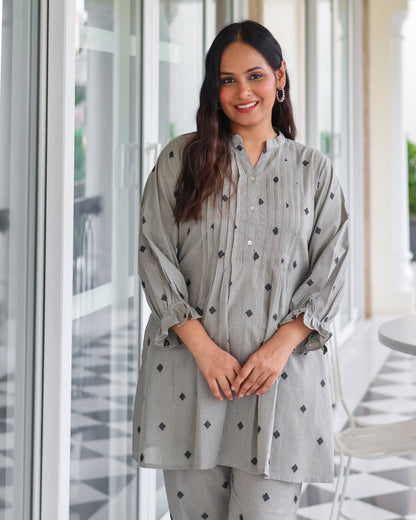 Macy Pintucks Short Cotton Kurta Set