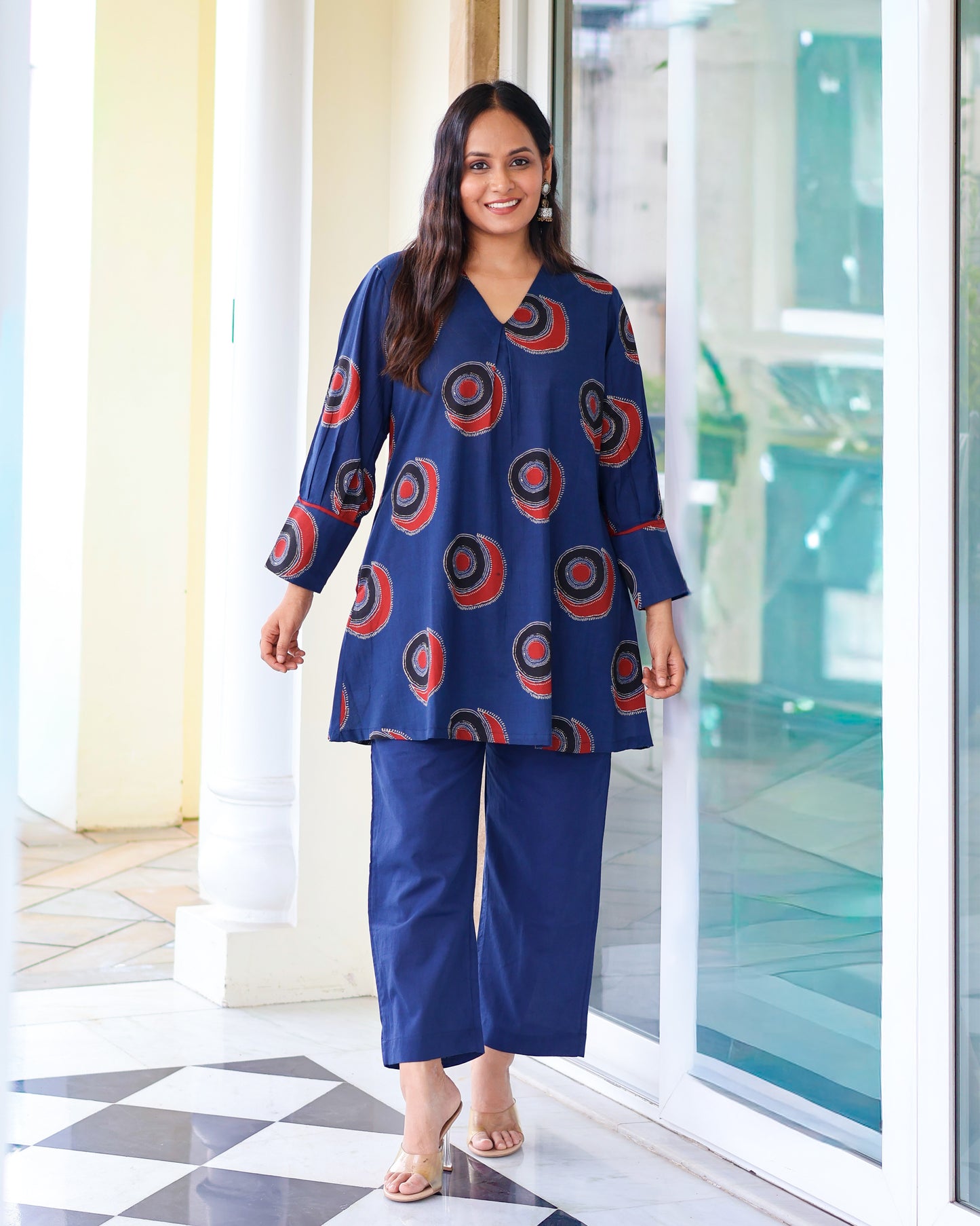 Vaani Blue A-line Cotton Kurta Set