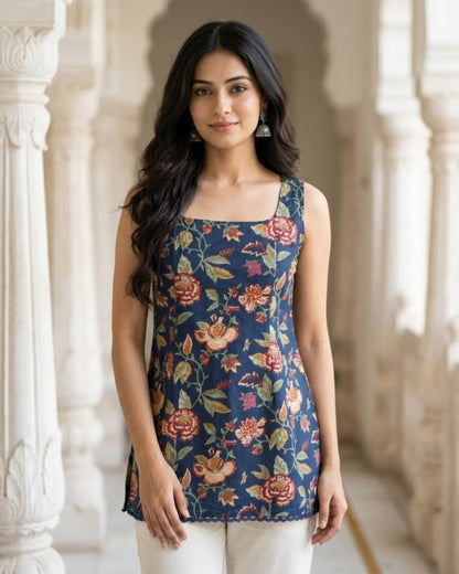 Paakhi Floral Cotton Short Kurti