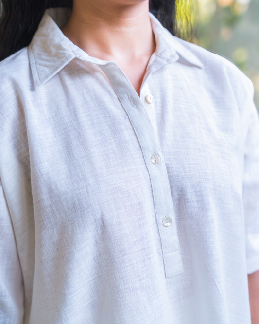 Rozana White Cotton Kurta Set with Afgani Pants