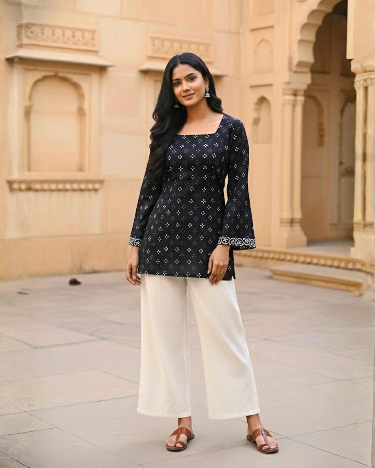 Isha HandBlock Print Sleeved Kurti