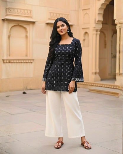 Isha HandBlock Print Sleeved Kurti