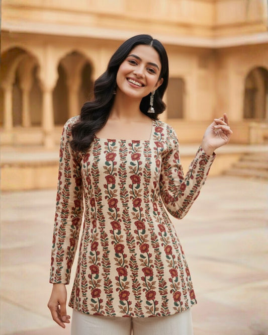 Ahana HandBlock Print Corset Short Kurti