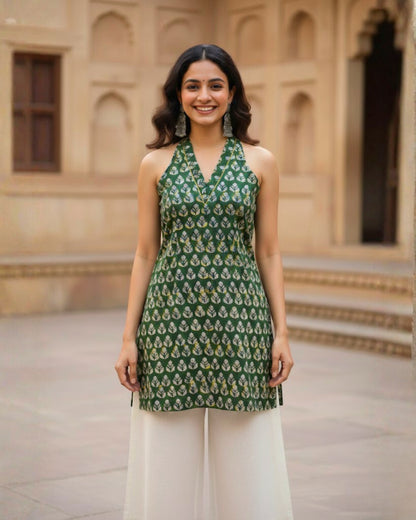 Meher HandBlock Jahota Print Short Kurti