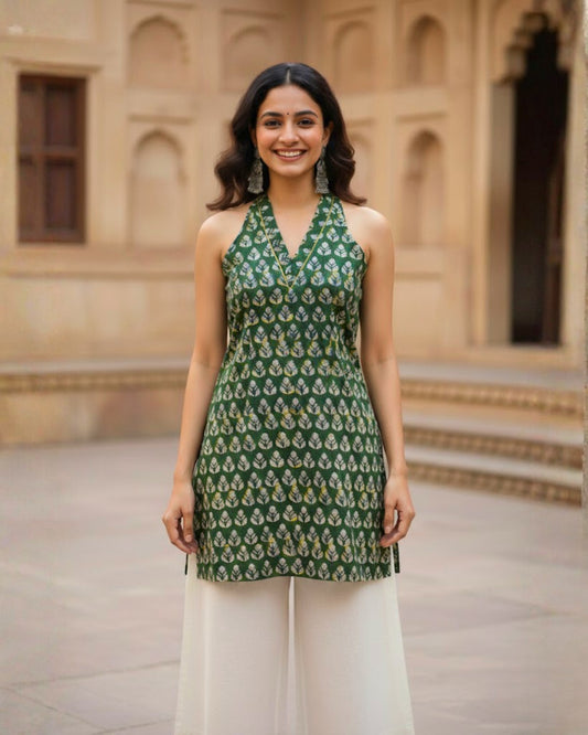 Meher HandBlock Jahota Print Short Kurti