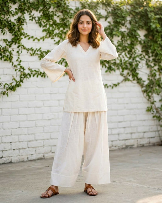 White Cotton Farsi Pants