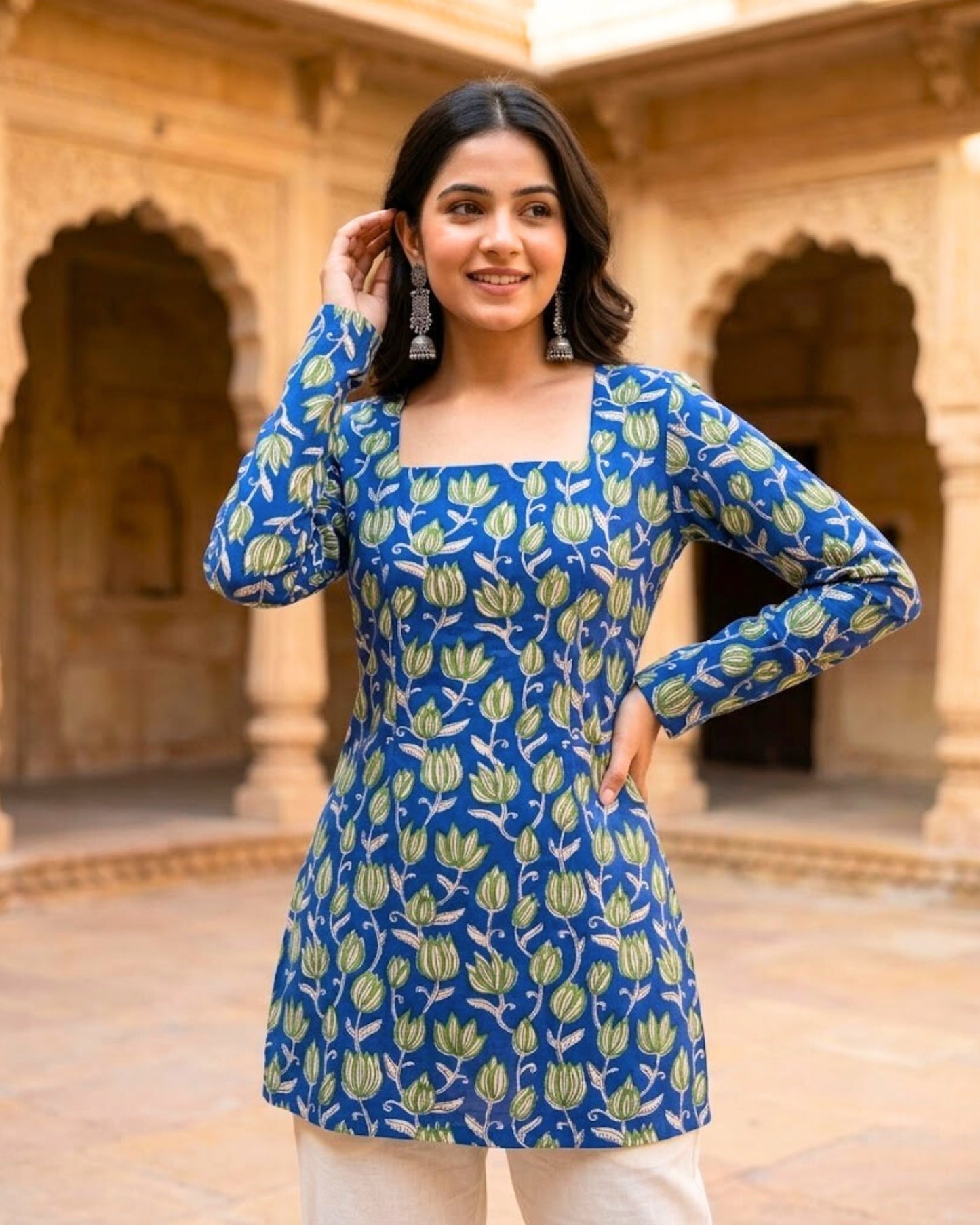 Laura Blue Corset Short Kurti