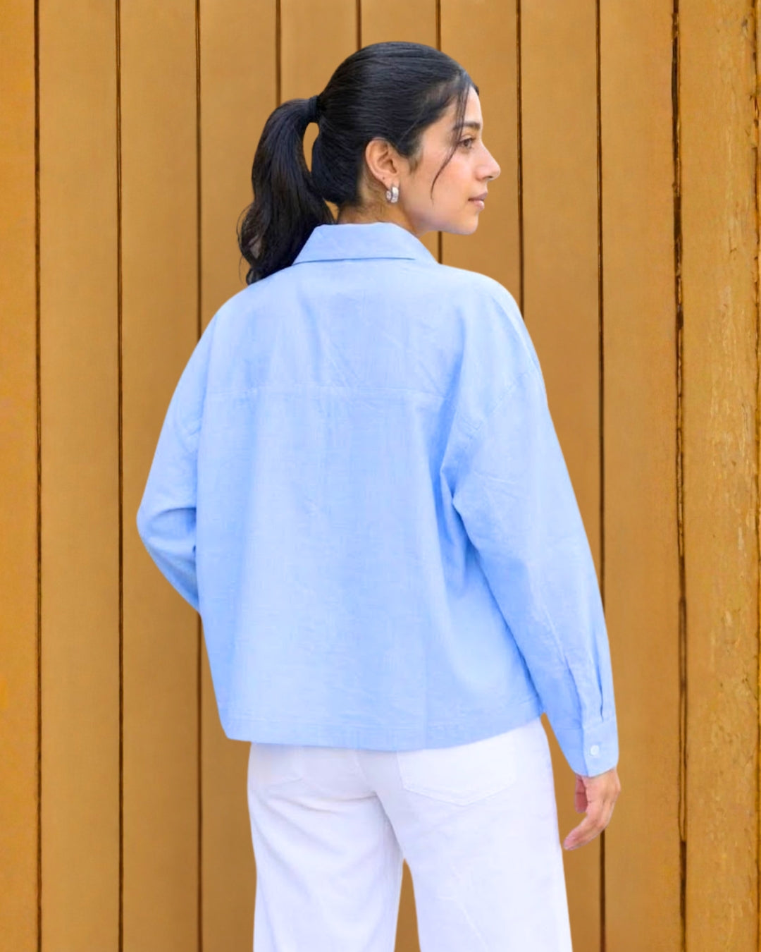 Eloise Blue Slub Cotton Shirt